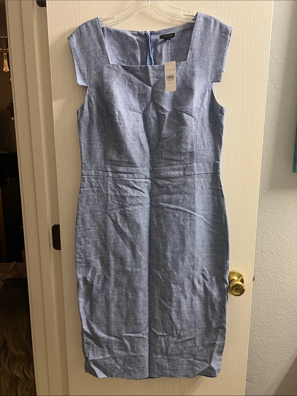 Ann Taylor Light Blue Midi Sheath Dress